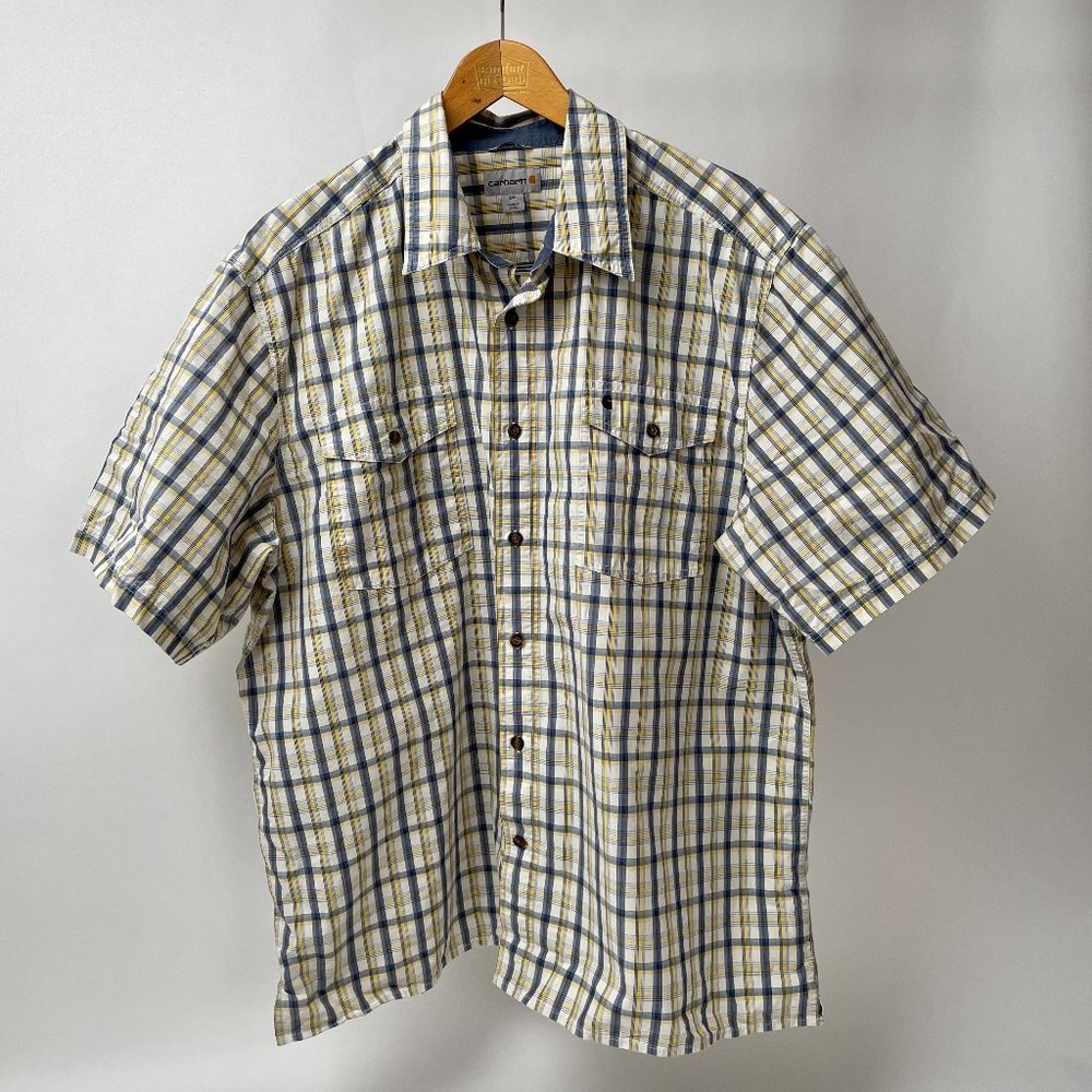 Carhartt Plaid Button Up Short Sleeve Work Shirt, size 2XL